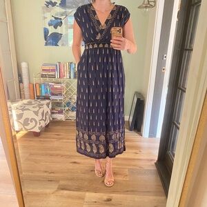 Navy Blue & Gold Dress, Size Medium